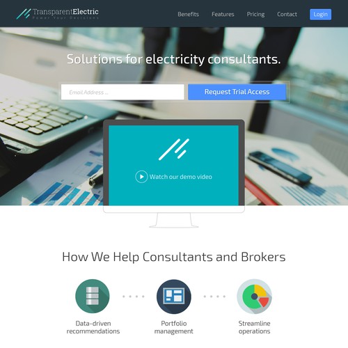 Landing page for platform launch in electricity market!