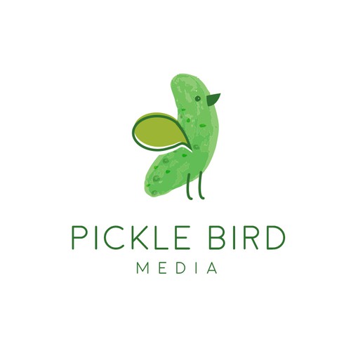 Hand painted bird pickle logo