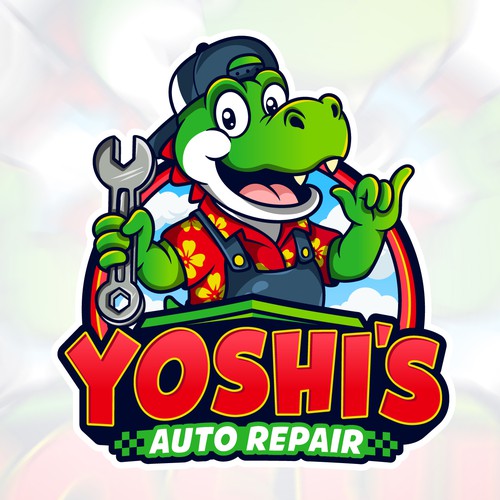 Yoshi's Auto Repair Logo Mascot