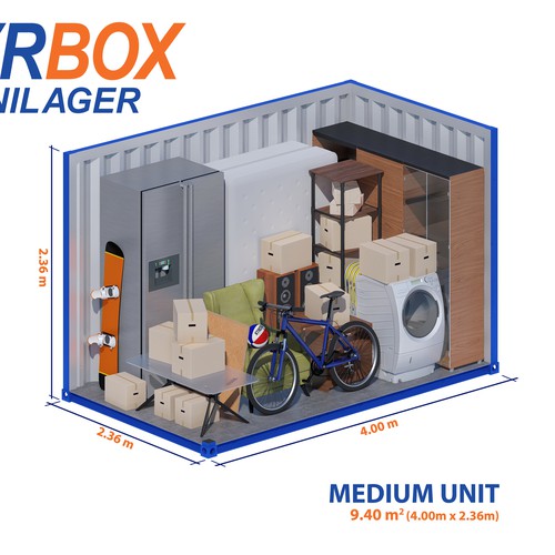 Illustration of shipping containers self storage units
