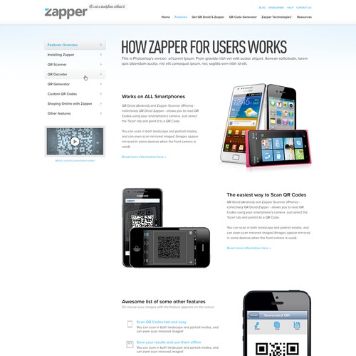 Create the next website design for Zapper 