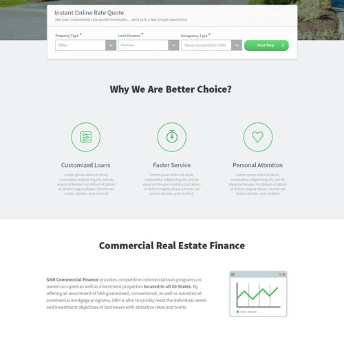 Creative new design for Commercial Financing Site