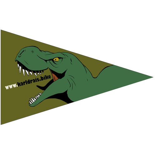 Dinosaur on a bicycle flag