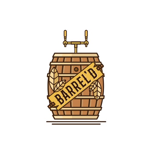 Simple Illustrated Combination Logo for Barrel'd