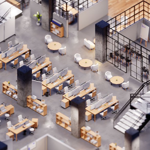 Isometric Low Poly Office Space