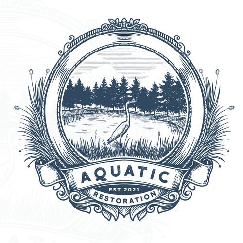 Emblem vintage logo for Aquatic Restoration
