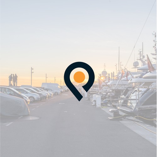 Conceptual logo for a parking booking spaces platform near the port.