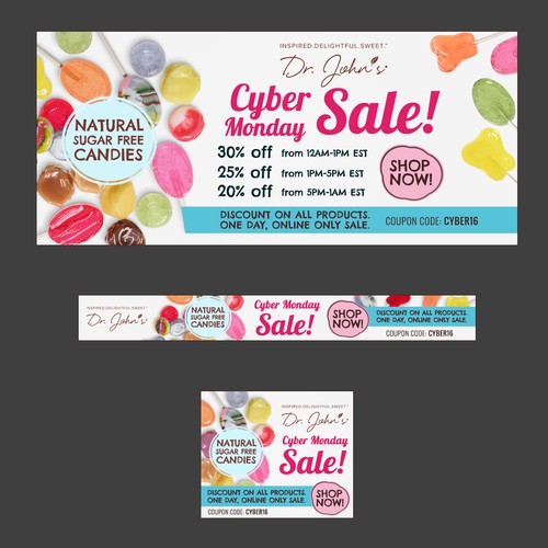 Banner ads for Candy company
