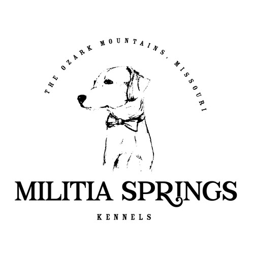 Hand-drawn logo for a dog kennel business.