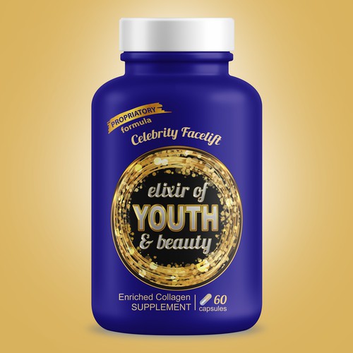 Label design for elixir of youth supplement