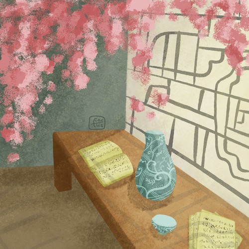 Still-life with Japanese vase
