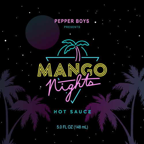 Mango Nights Hot Sauce Label