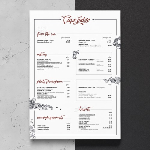 Seafood Restaurant Menu