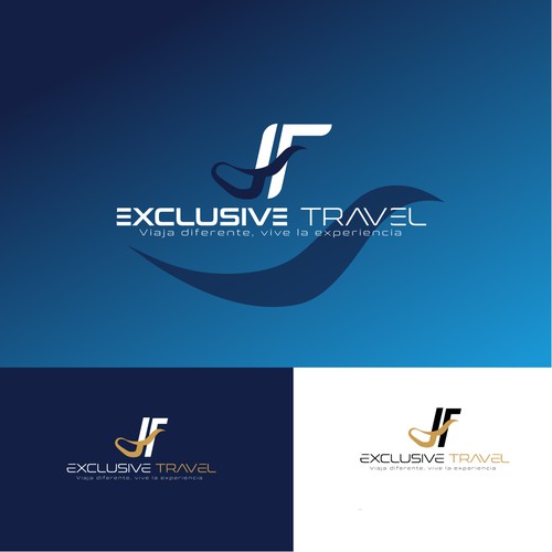 This logo is for "JF Exclusive Travel", a travel agency, and it uses a refined and elegant design language