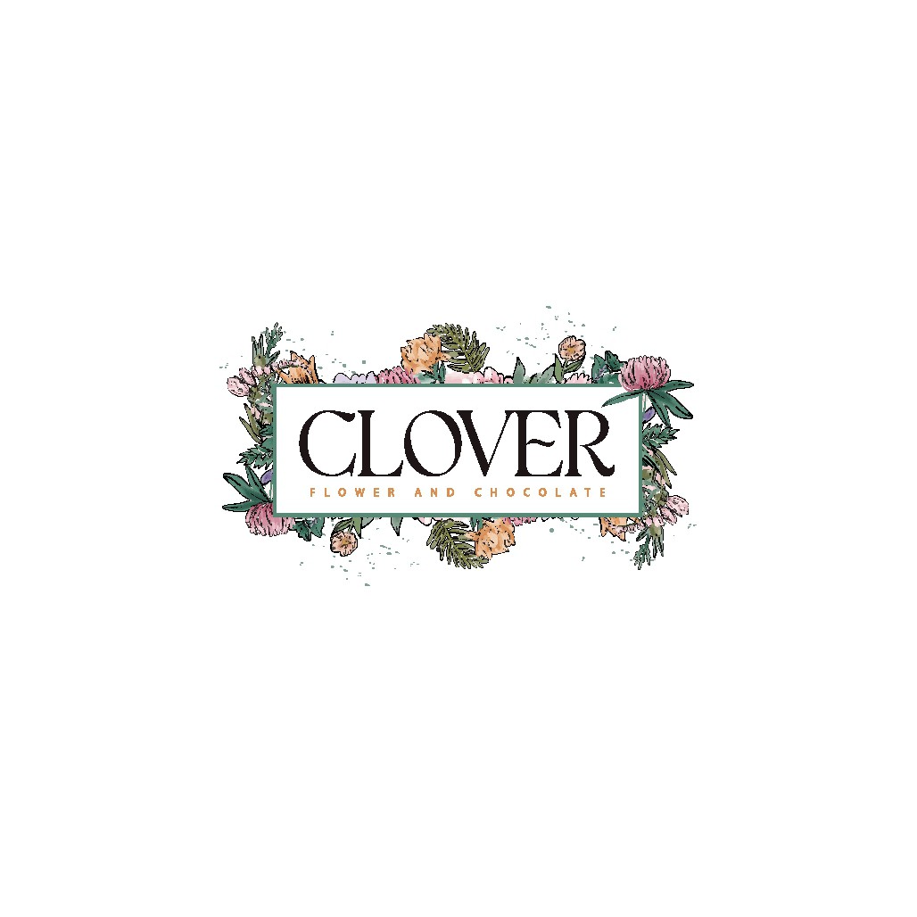 Flowers and chocolate shop logo and pattern