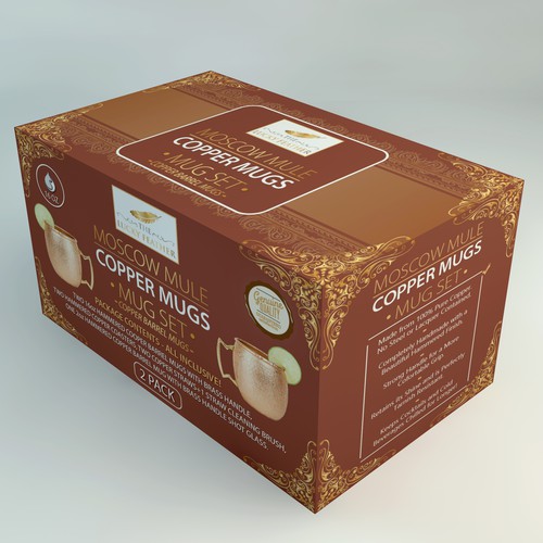 Copper Moscow Mule Mug Packaging Design.