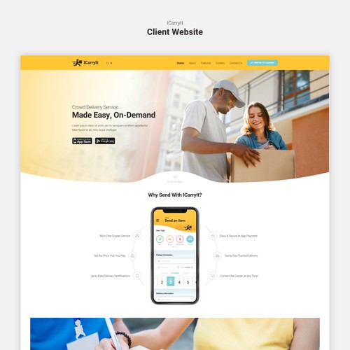 ICarryIt Website Homepage