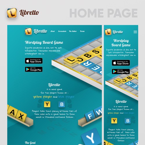 Web design for a mobile word game