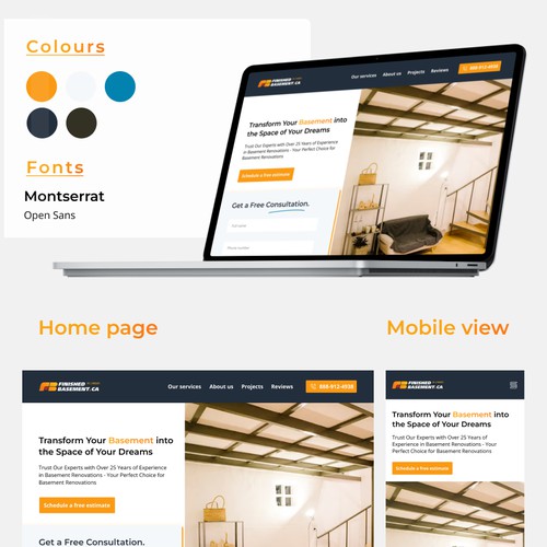 Basement renovation company website redesign
