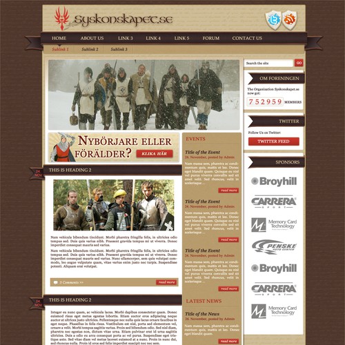 Webdesign for non-profit Larp organization