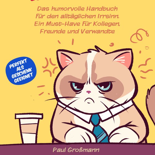 Book cover design with annoyed cat