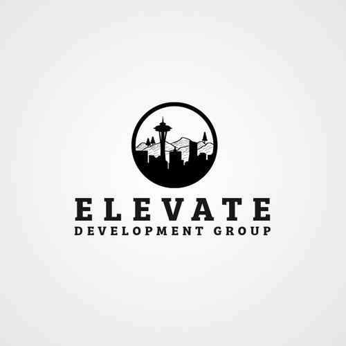 Seattle skyline Logo with northwest feelings