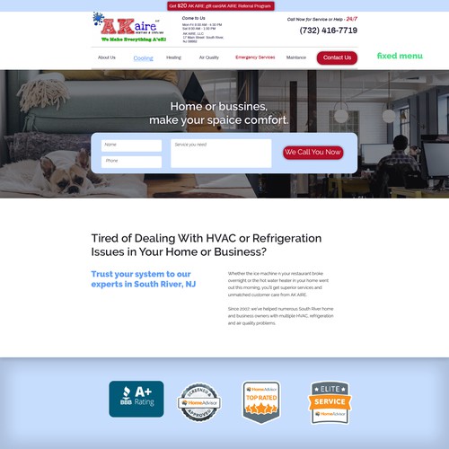 Website for Heating/Cooling/Electrical Company