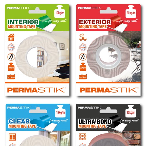 Mounting Tapes Packaging, design a range within a range, bright and eye catching!