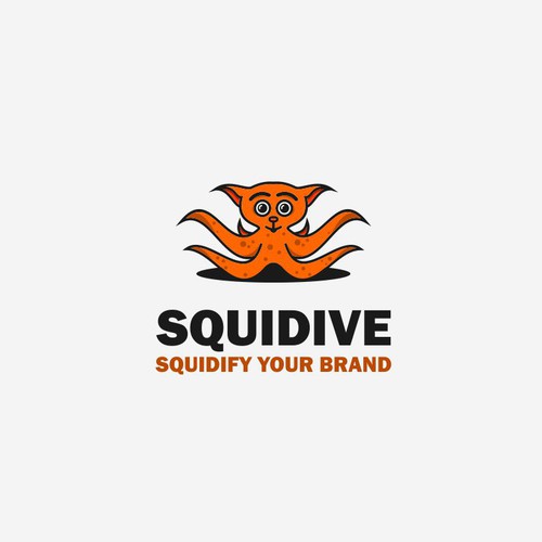 Imaginary creature has squid tentacles for Squidive "Creative agency"