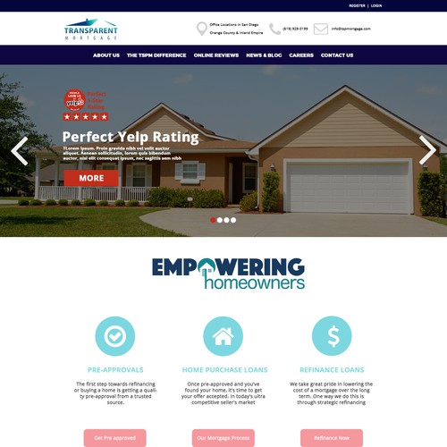 Design a Fresh Landing Page for Yelp Traffic for #1 Ranked Transparent Mortgage in San Diego