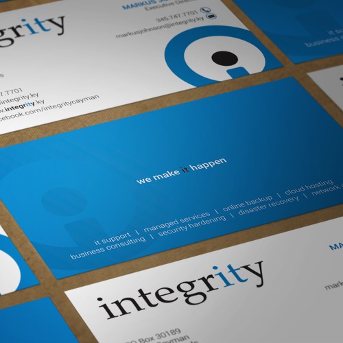 Business card for integrity