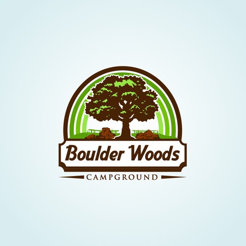 Bold and vintage logo for boulder woods campground