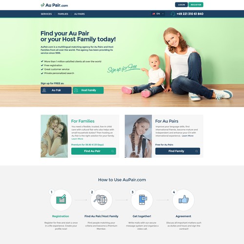 Website redesign for AuPair.com