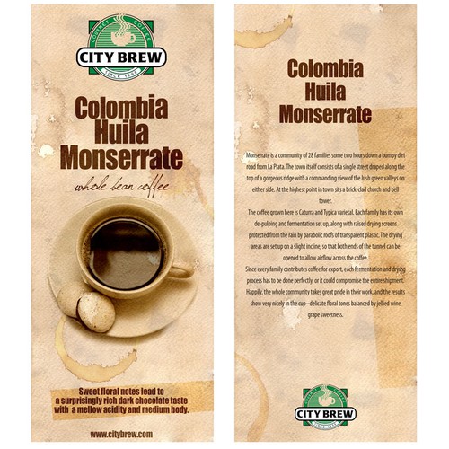 Create the next print or packaging design for City Brew Coffee