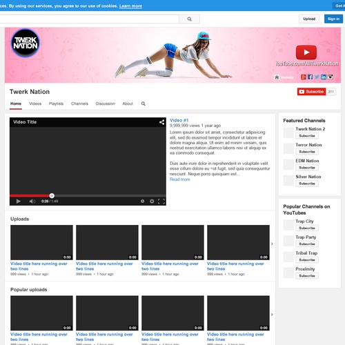 Youtube Banner Design for TwerkNation