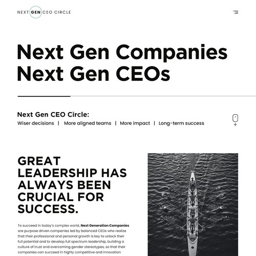 Minimalist website for Next Generation CEO circle