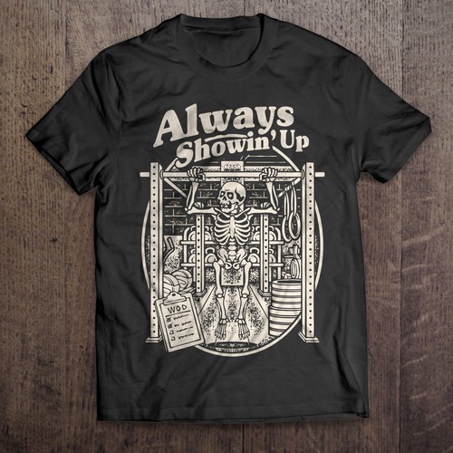 Vintage Skeleton PullUp Illustration for a T-Shirt Back Print