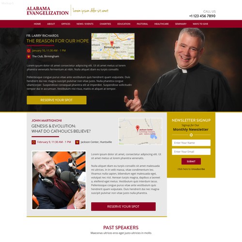Design a simple event registration site for Catholic-themed luncheonsin Alabama