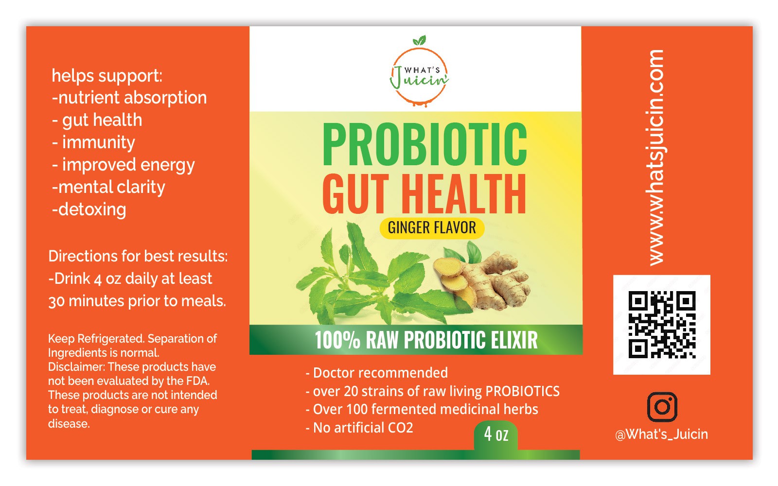 Design a label for an amazing RAW Probiotic Gut Health Drink
