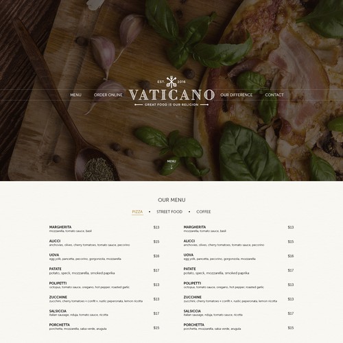 Create an elegant and eye-catching design for Vaticano Cucina