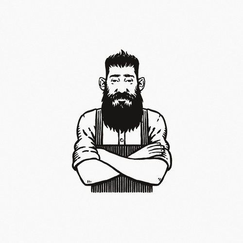 Bearded man in apron logo design