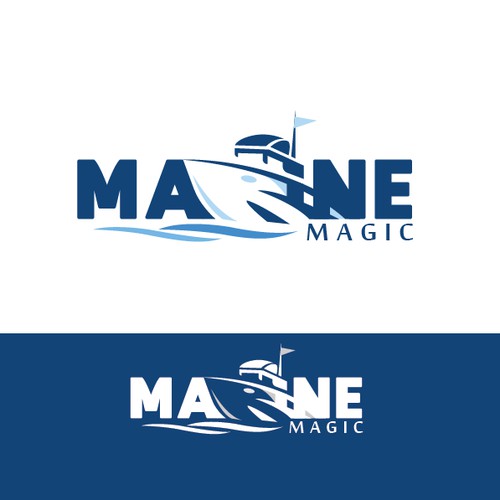 A negative space logo design for Marine Magic