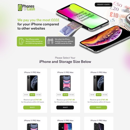 creative web page design for selling mobile/iphone