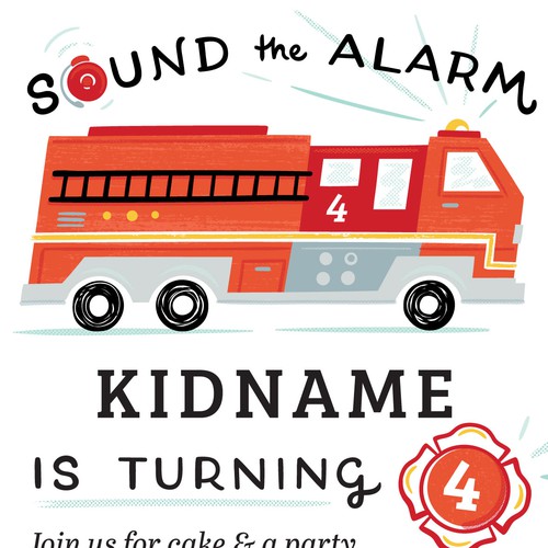 kid's birthday invite – 'sound the alarm'