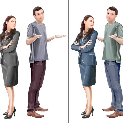 Illustrate photograph of characters for Romantic Comedy Book