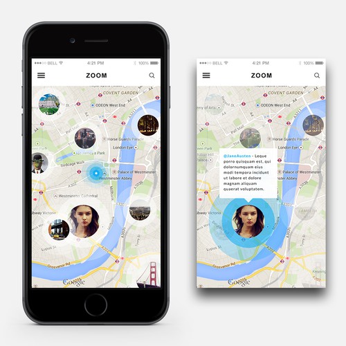 Create 3 screens for a social media app - Zoom Social