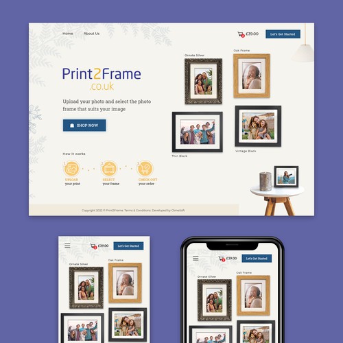 Print2frame Landing Page