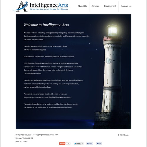 website design for IntelligenceArts
