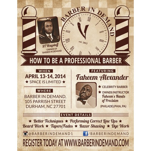 Create an exciting flyer for vintage barber shop