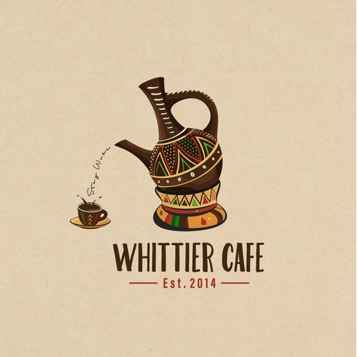 Whittier Cafe Logo Design for the African espresso bar that has a social justice mission.